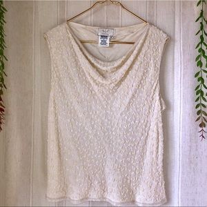 VIE By Victoria Royal Cream Beaded Shell Tank